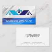 Blue Houses Real Estate Logo | Properties Visitekaartje (Voorkant / Achterkant)