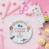 Blue How Time Flies Plane 1st Birthday Paper Bord (Feest)