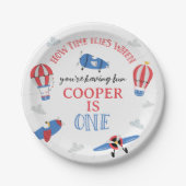 Blue How Time Flies Plane 1st Birthday Paper Bord (Voorkant)