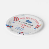 Blue How Time Flies Plane 1st Birthday Paper Bord (Gekanteld)