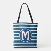 Blue HS1 Striped Monogram Tote Bag (Achterkant)