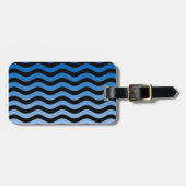 Blue Hues Wavy Stripes Decor Bagagelabel (Voorkant horizontaal)