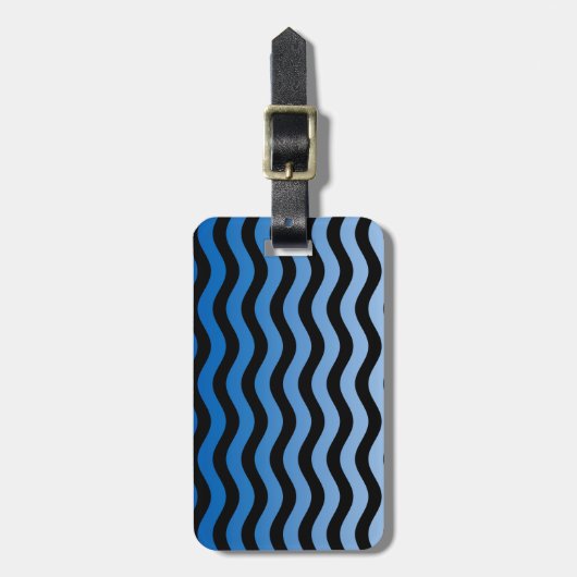 Blue Hues Wavy Stripes Decor Bagagelabel (Voorkant verticaal)