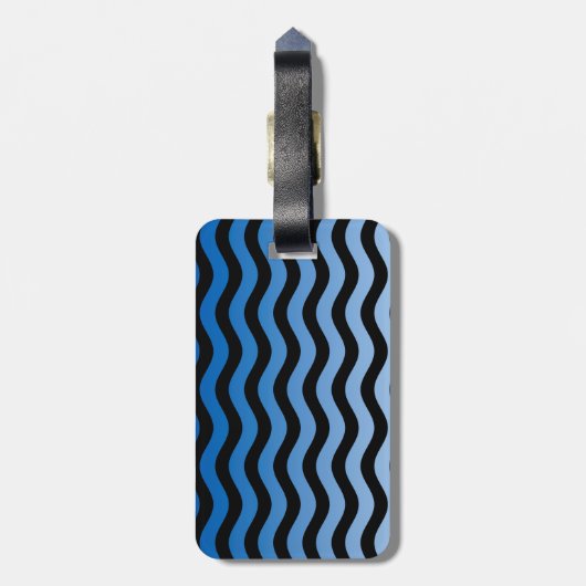 Blue Hues Wavy Stripes Decor Bagagelabel (Achterkant verticaal)