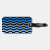 Blue Hues Wavy Stripes Decor Bagagelabel (Achterkant horizontaal)