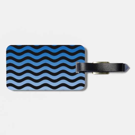 Blue Hues Wavy Stripes Decor Bagagelabel (Achterkant horizontaal)