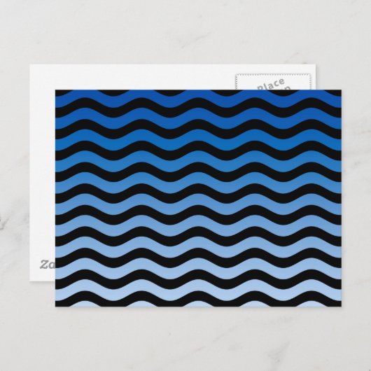 Blue Hues Wavy Stripes Decor Briefkaart (Voorkant / Achterkant)