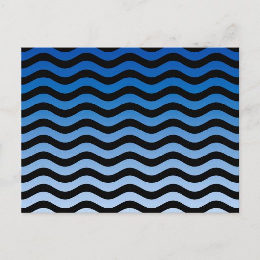 Blue Hues Wavy Stripes Decor Briefkaart (Voorkant)