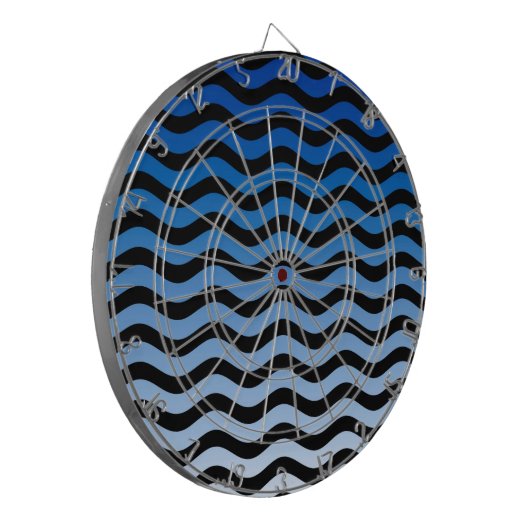 Blue Hues Wavy Stripes Decor Dartbord (Voorkant Links)