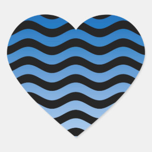 Blue Hues Wavy Stripes Decor Hart Sticker