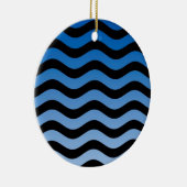 Blue Hues Wavy Stripes Decor Keramisch Ornament (Rechts)