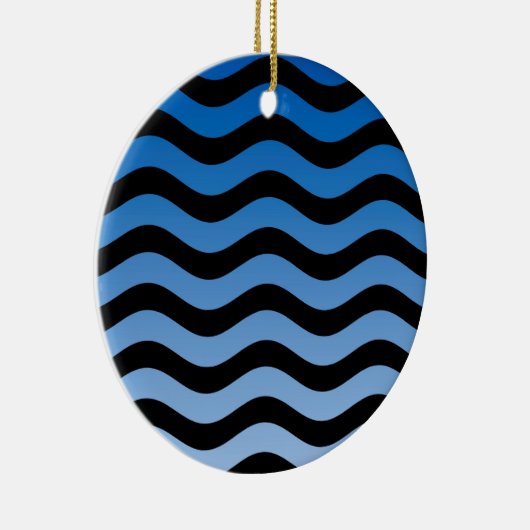 Blue Hues Wavy Stripes Decor Keramisch Ornament (Rechts)