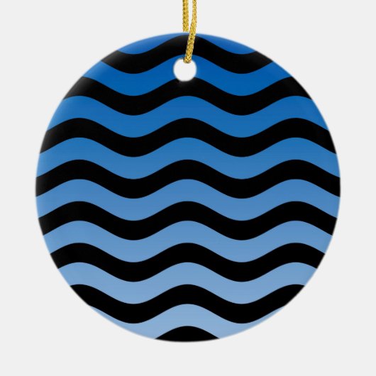 Blue Hues Wavy Stripes Decor Keramisch Ornament (Voorkant)