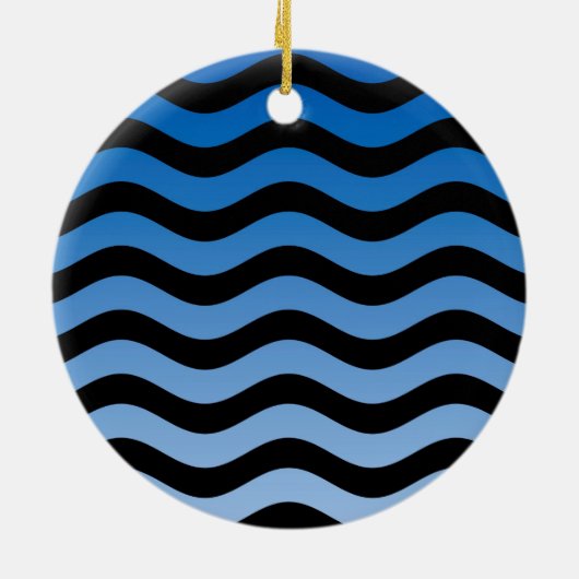 Blue Hues Wavy Stripes Decor Keramisch Ornament (Achterkant)