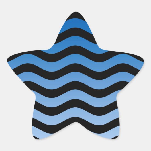 Blue Hues Wavy Stripes Decor Ster Sticker (Voorkant)