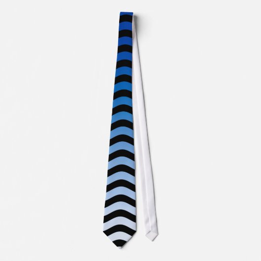 Blue Hues Wavy Stripes Decor Stropdas (Voorkant)