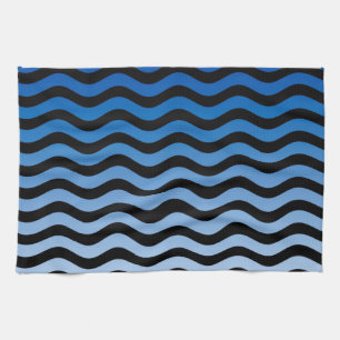 Blue Hues Wavy Stripes Decor Theedoek