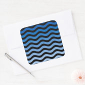 Blue Hues Wavy Stripes Decor Vierkante Sticker (Envelop)