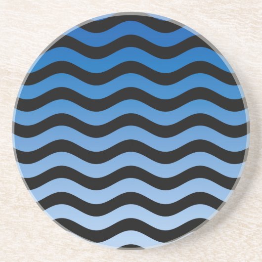 Blue Hues Wavy Stripes Decor Zandsteen Onderzetter (Voorkant)