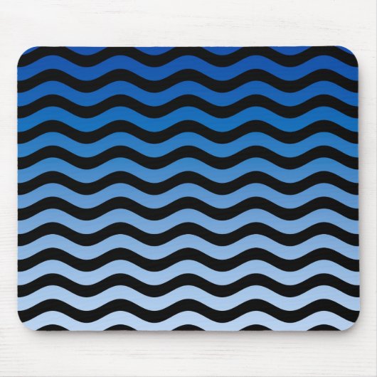 Blue Hues Wavy Stripes Muismat (Voorkant)