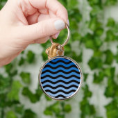 Blue Hues Wavy Stripes Sleutelhanger (Hand)
