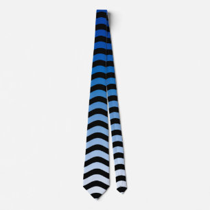 Blue Hues Wavy Stripes Stropdas