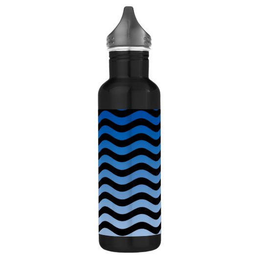 Blue Hues Wavy Stripes Waterfles (Links)