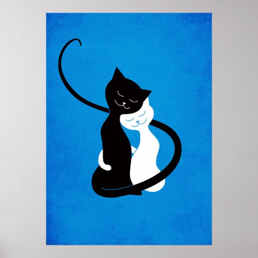 Blue Hugging Love Cats Poster (Voorkant)