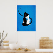 Blue Hugging Love Cats Poster (Keuken)