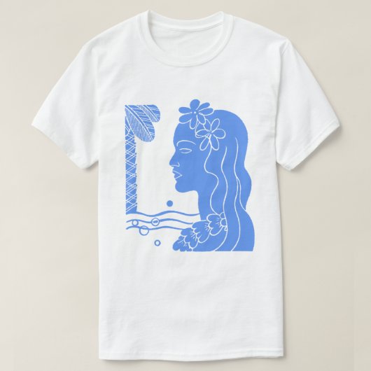 Blue Hula Girl Head T-Shirt (Design voorkant)