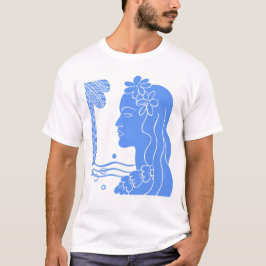 Blue Hula Girl Head T-Shirt