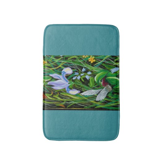 Blue Hummingbird Bath Mat (Voorkant Verticaal)