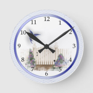 Blue Hummingbird design Wall-lock Ronde Klok