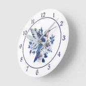 Blue Hummingbird Floral Ronde Klok (Hoek)