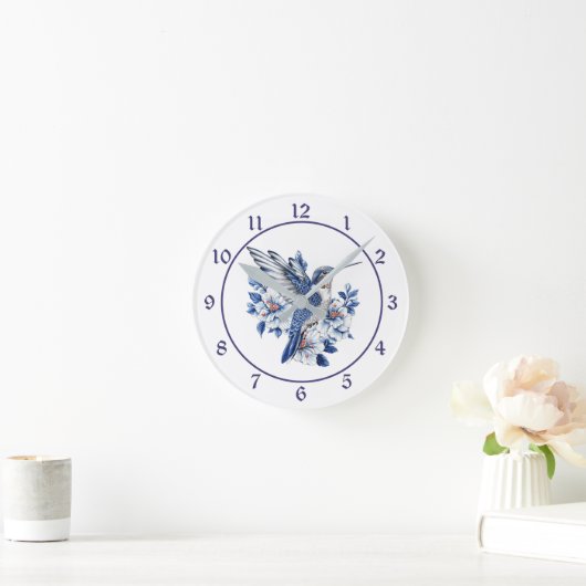 Blue Hummingbird Floral Ronde Klok (Huis)