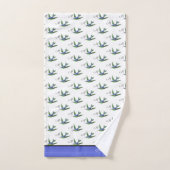 Blue Hummingbird Green waterverf Monogram initiaal Bad Handdoek (Handdoek)