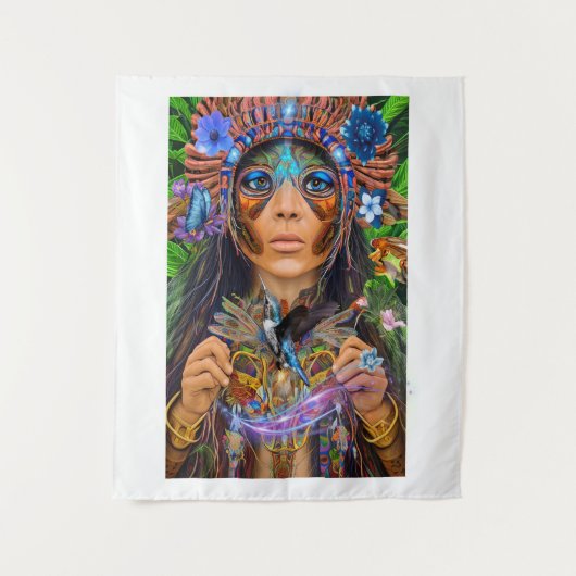 Blue Hummingbird Moth Queen Wandkleed (Voorkant)