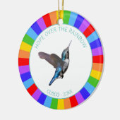 Blue Hummingbird op regenboogkleuren Keramisch Ornament (Links)