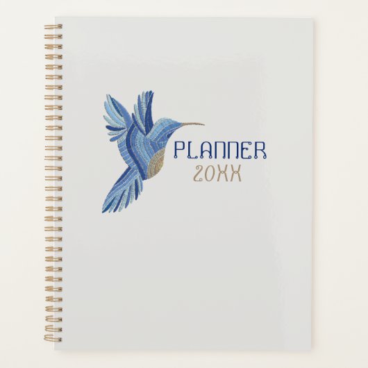 Blue Hummingbird Planner – Customizable Year (Voorkant)
