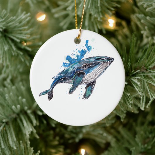Blue Humpback Whale Keramisch Ornament (Boom)