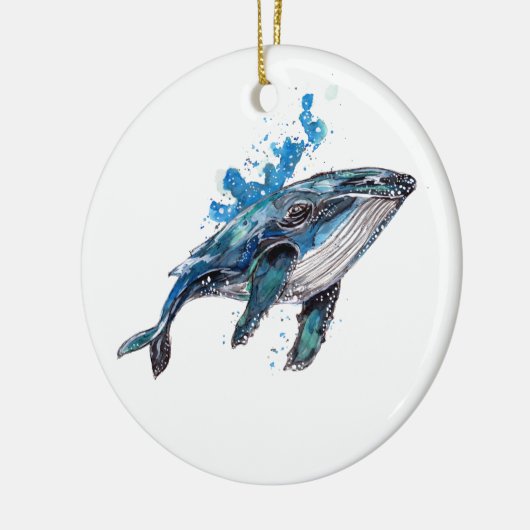Blue Humpback Whale Keramisch Ornament (Links)