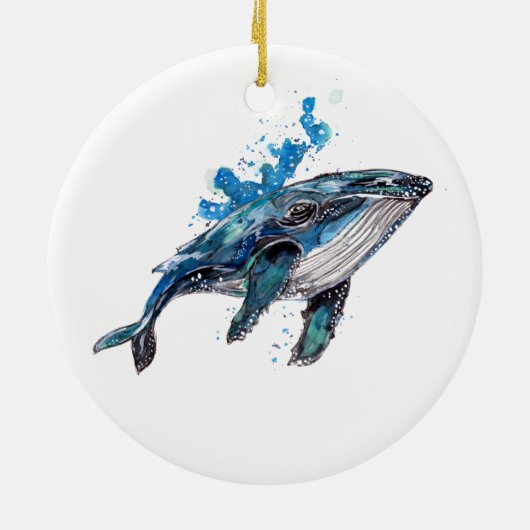 Blue Humpback Whale Keramisch Ornament (Achterkant)