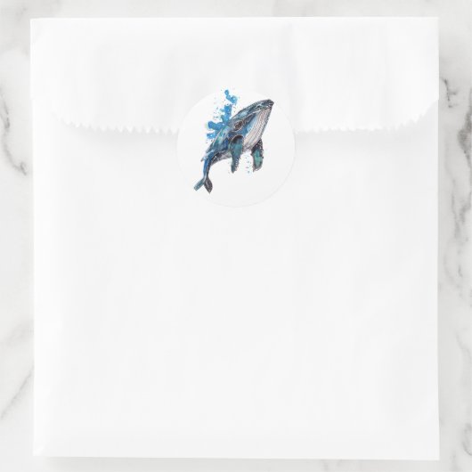 Blue Humpback Whale Ronde Sticker (Tas)
