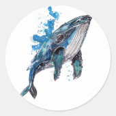 Blue Humpback Whale Ronde Sticker (Voorkant)