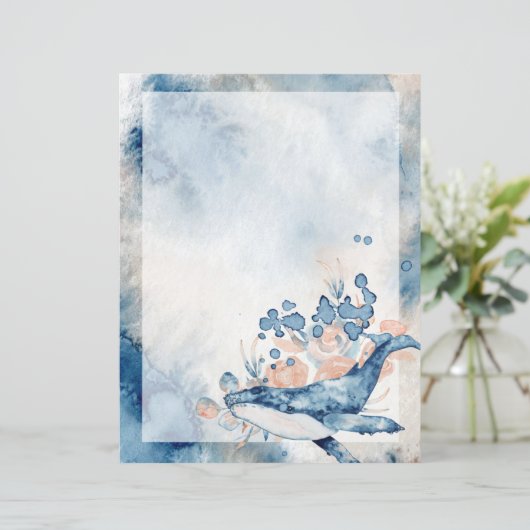 Blue Humpback Whale Unlining Letter Writing Paper (Staand voorkant)