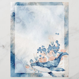 Blue Humpback Whale Unlining Letter Writing Paper