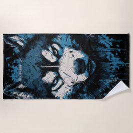Blue Husky Beach Towel – Bold Dog Art Strandlaken
