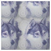 Blue Husky Dogs en Snow Stof (Swatch)