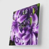 Blue Hyacinth I Spring Floral Vierkante Klok (Hoek)