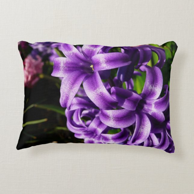 Blue Hyacinth II Spring Floral Decoratief Kussen (Achterkant)